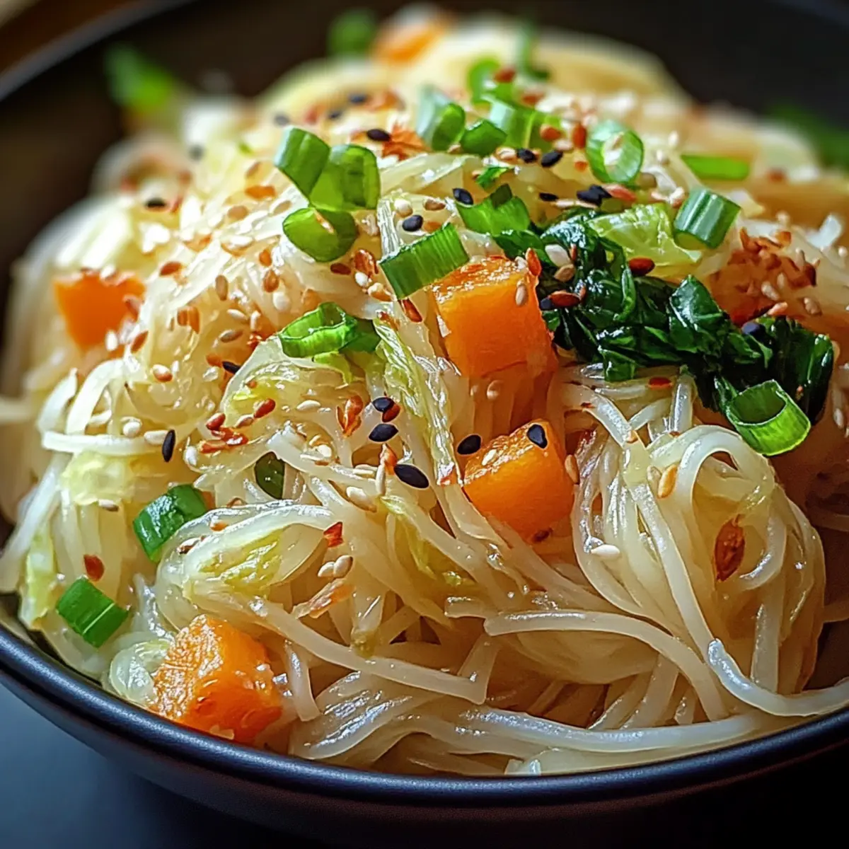 Asiatische Reisnudeln mit Spitzkohl