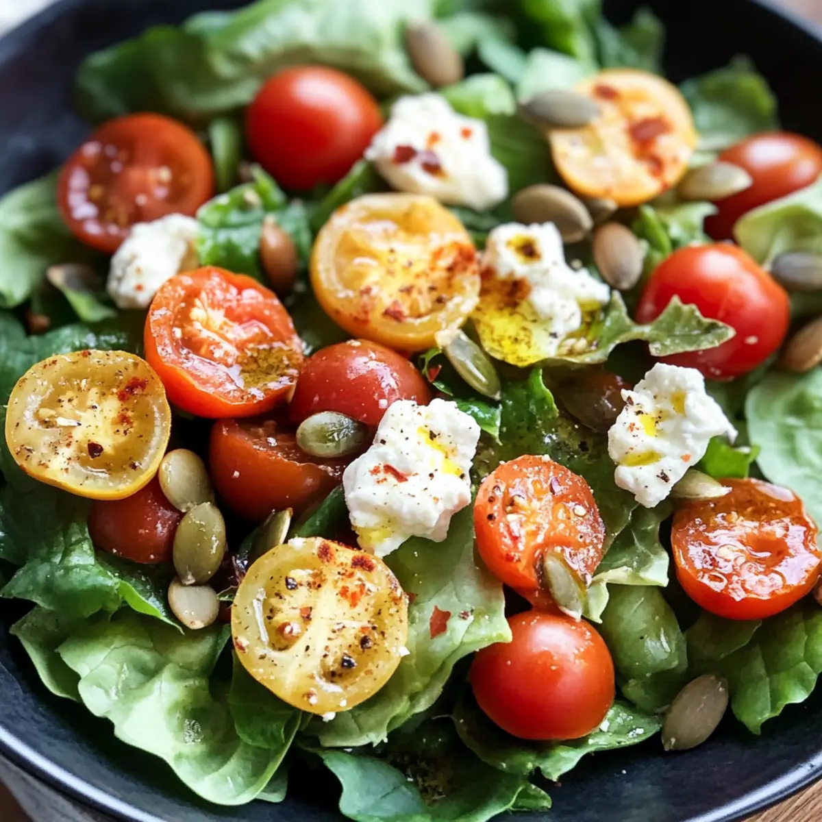 Lamb's lettuce with fried goat cheese and roasted pumpkin seeds