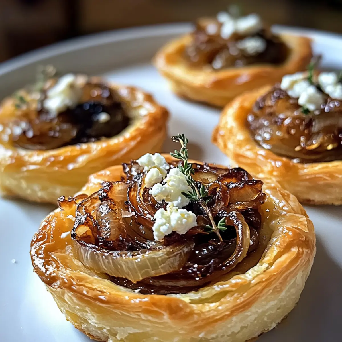 Karamellisierte Zwiebel- und Ziegenkäsetörtchen zum Verlieben