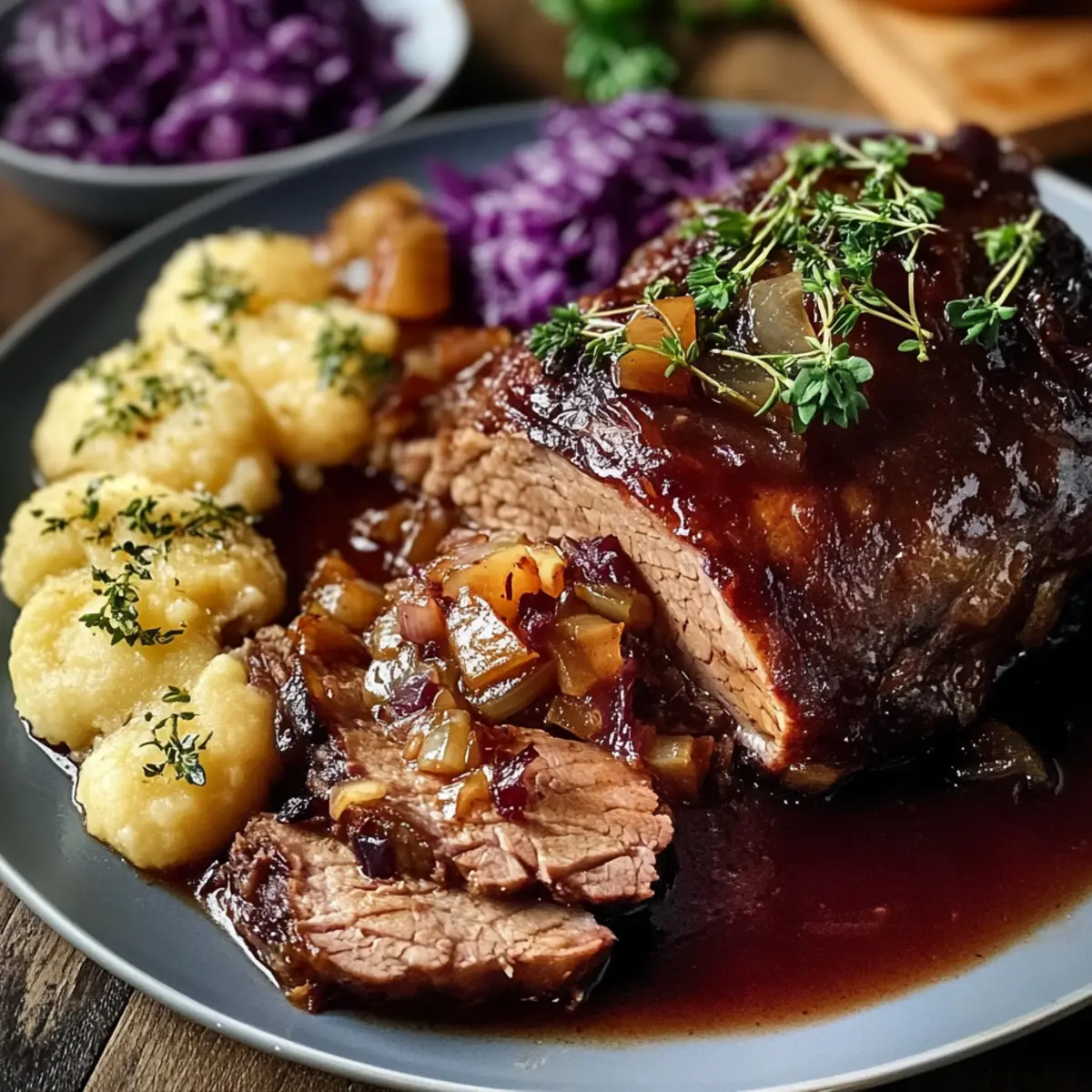 Weihnachtsbraten mit Rotwein