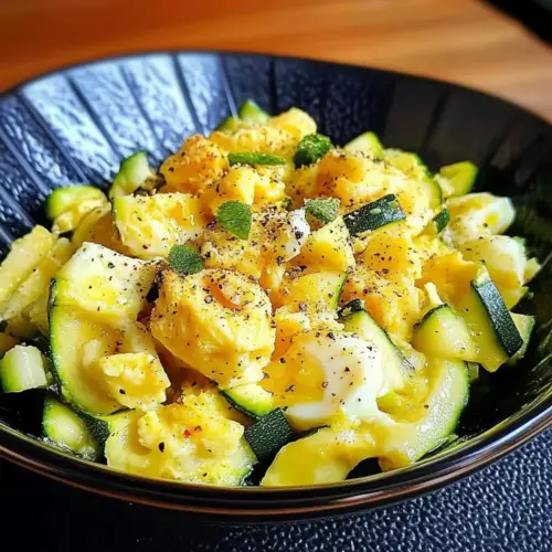 Zucchini and two eggs, delicious lunch with 3 ingredients