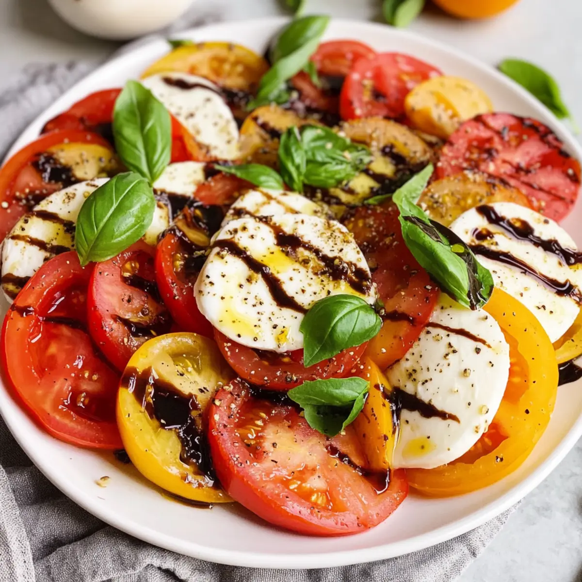Tomaten Mozzarella Salat mit Balsamico Dressing