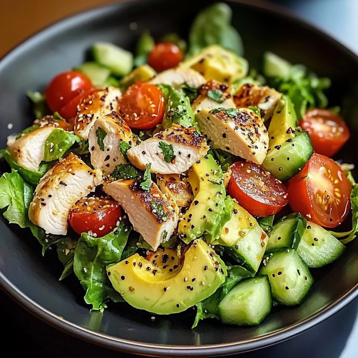 Gesunder Avocado Hähnchen Salat