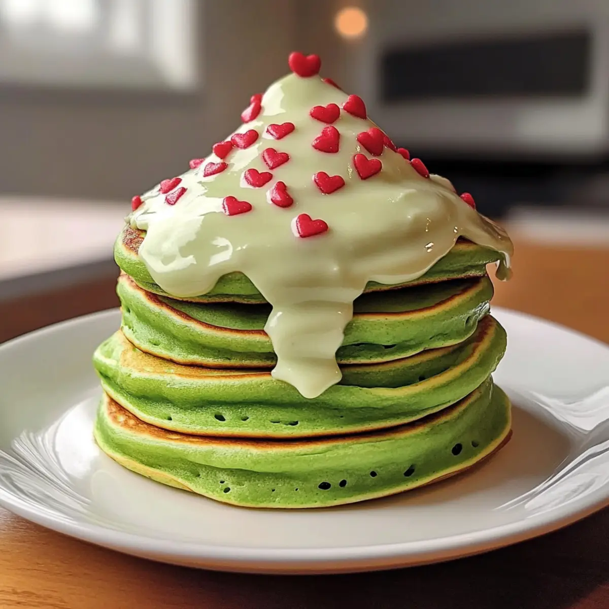 Grinch Grüne Pfannkuchen mit Frischkäseglasur Rezept