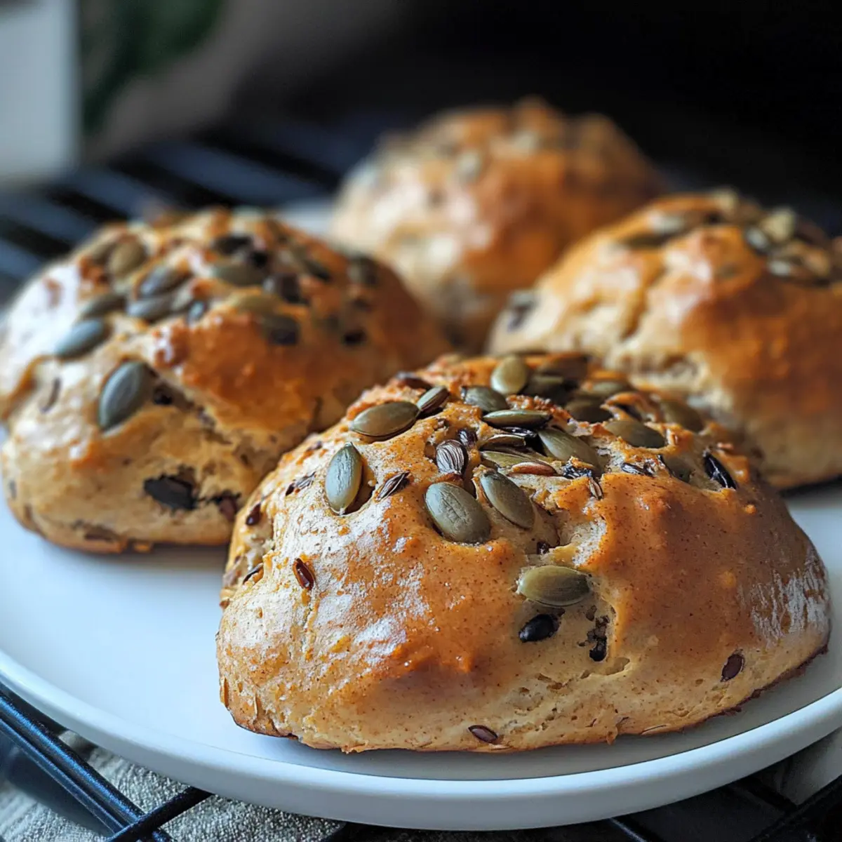 Pumpkin seed cut rolls made of whole grain flour