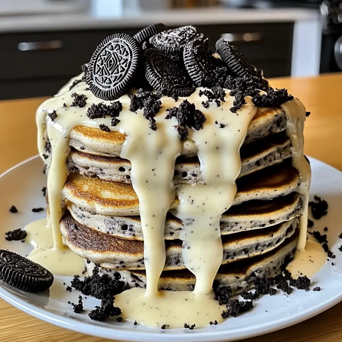 Oreo-Pfannkuchen mit Frischkäse-Glasur