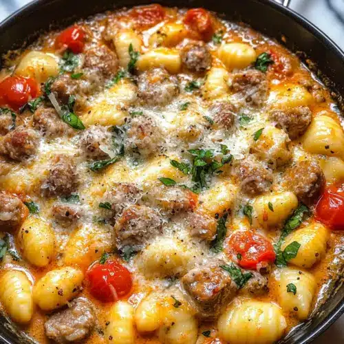 Ein-Pfannen-Cremige Gnocchi mit Wurst