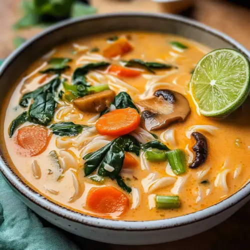 Asiatische Kokos-Curry-Suppe mit Reisnudeln