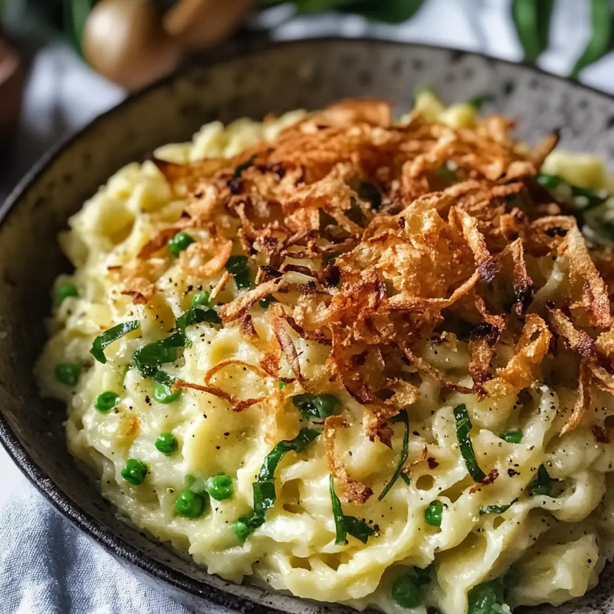 Bärlauch Käse Spätzle mit Röstzwiebeln