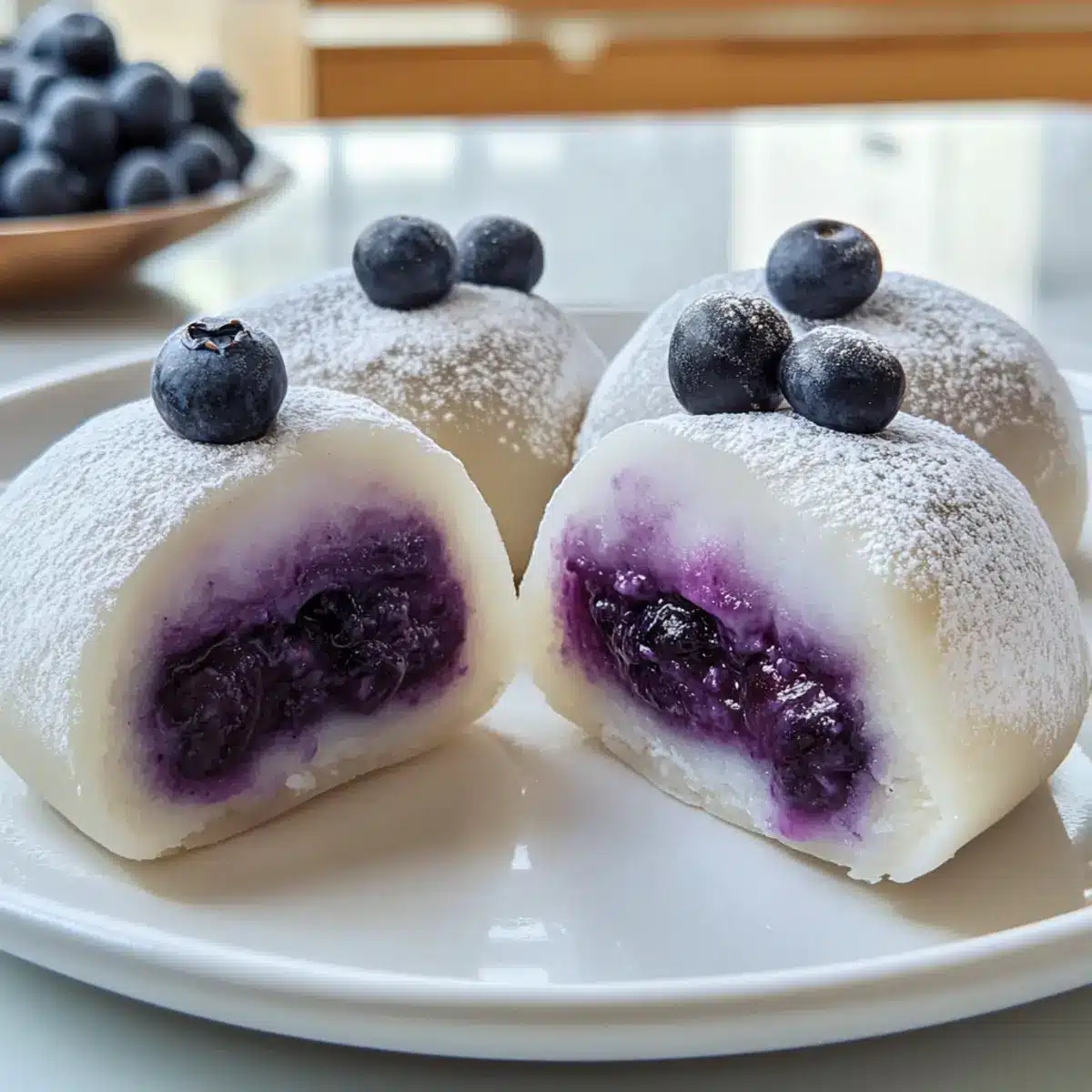 Blaubeer-Crème-Mochi-Brötchen