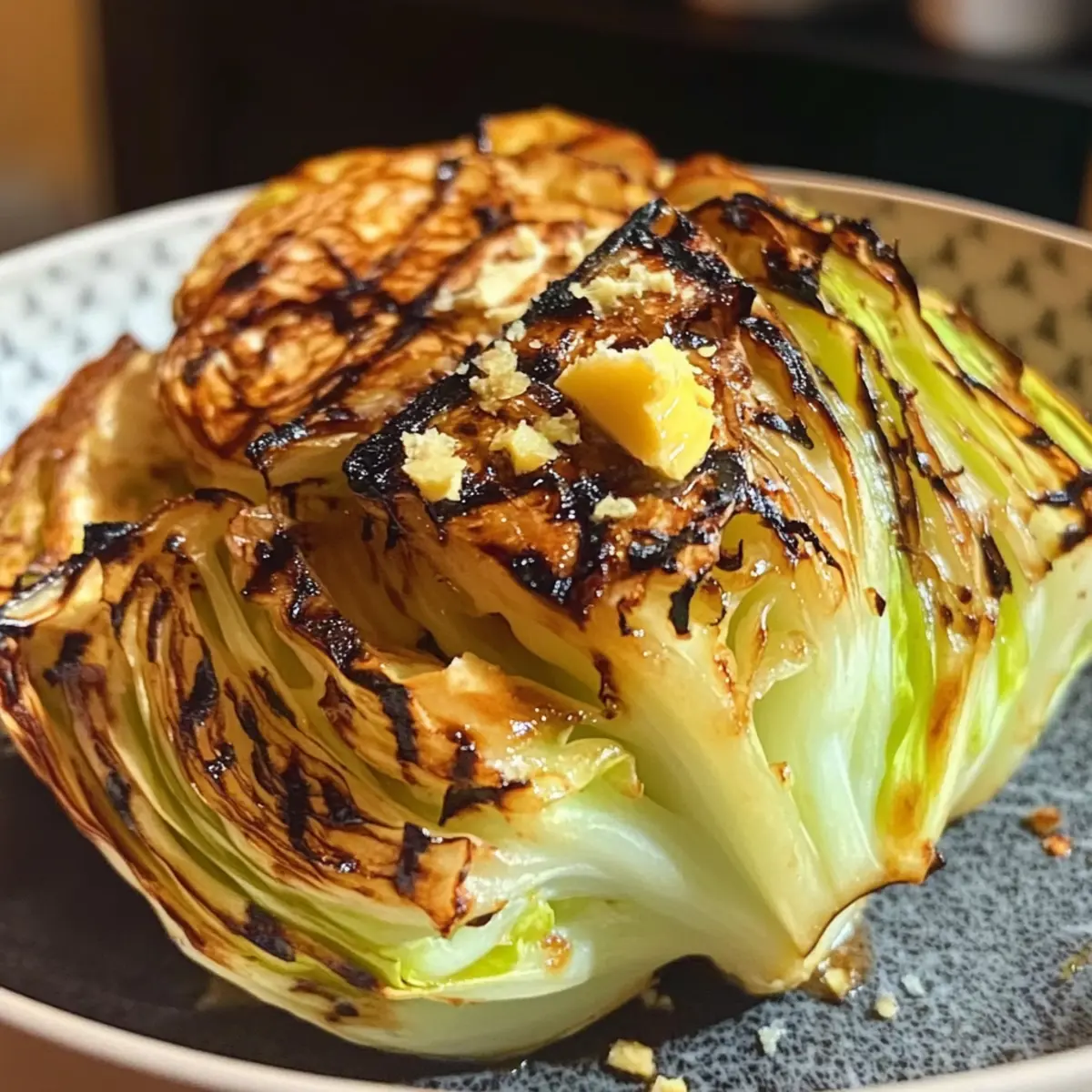 Gerösteter Hispi-Kohl mit Miso-Butter und geräuchertem Salz