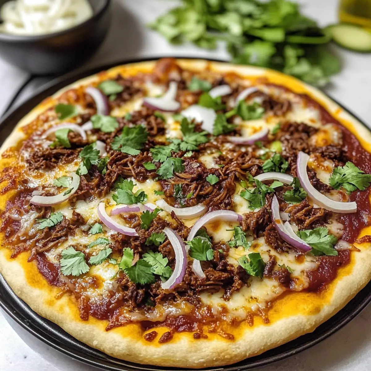 Knusprige Ofen-gebackene Birria Pizza