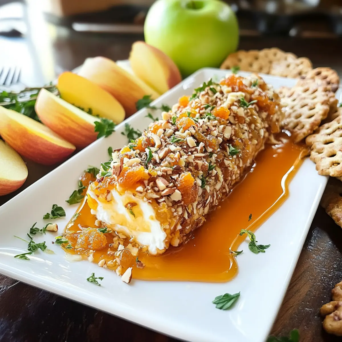 Ziegenkäseaufstrich mit Honig, Aprikose und Mandeln