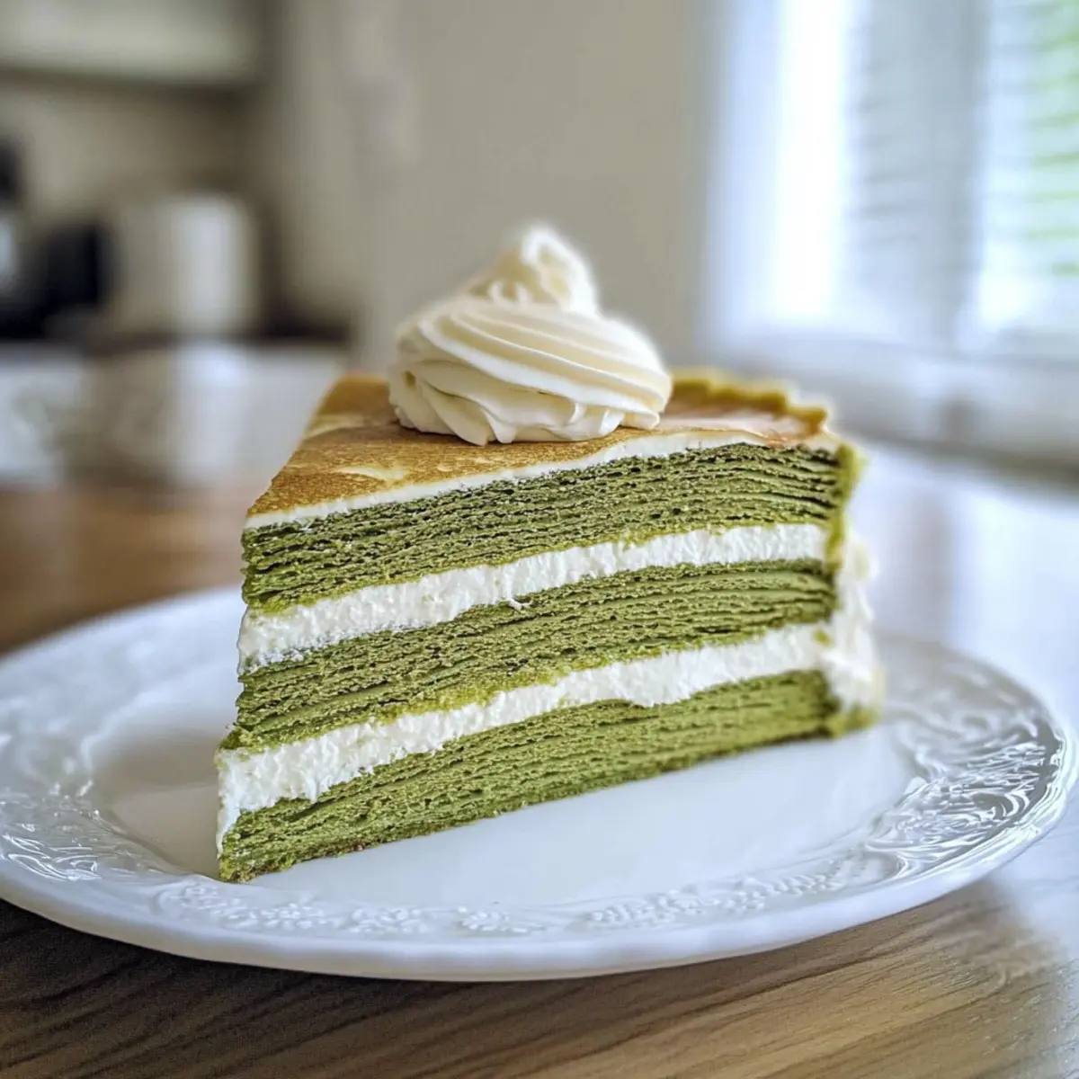 Japanischer Matcha-Grüntee Mille-Crepes-Kuchen - Ein No-Bake-Dessert