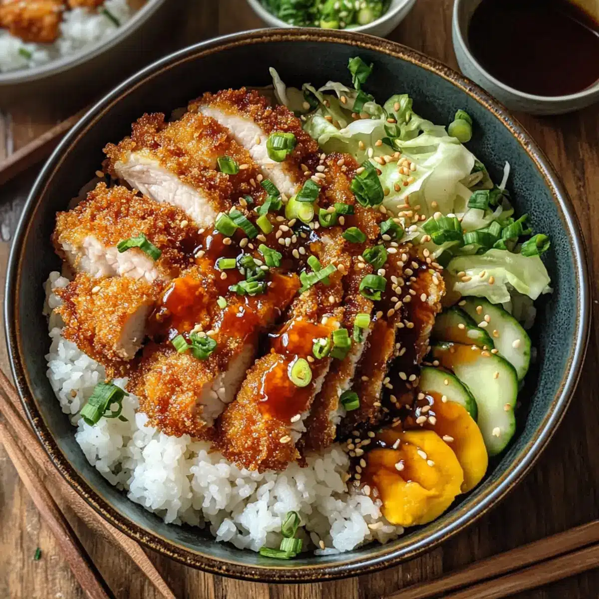 Japanische Katsu-Bowls mit Tonkatsu-Sauce