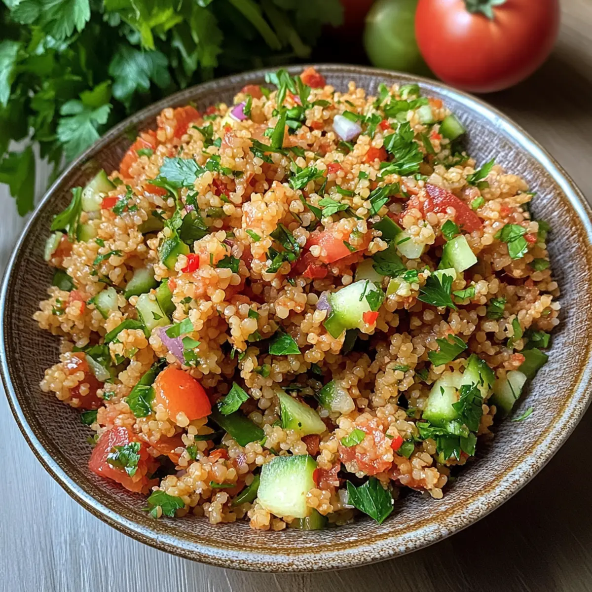 Kisir Rezept Zutaten: - 200 g Bulgur - 400 ml heißes Wasser - 2 Tomaten, gewürfelt - 1 Gurke, gewürfelt - 1 Zwiebel, fein gehackt - 1 Bund Petersilie, gehackt - 2-3 Esslöffel Olivenöl - 1-2 Esslöffel Zitronensaft - 1 Teelöffel Paprika - Salz und Pfeffer nach Geschmack Anleitung: 1. Bulgur in eine Schüssel geben und mit heißem Wasser übergießen. Abdecken und 15 Minuten quellen lassen. 2. Tomaten, Gurke, Zwiebel und Petersilie hinzufügen. 3. Olivenöl, Zitronensaft, Paprika, Salz und Pfeffer hinzufügen und alles gut vermengen. 4. Abschmecken und bei Bedarf nachwürzen. 5. Kalt servieren.