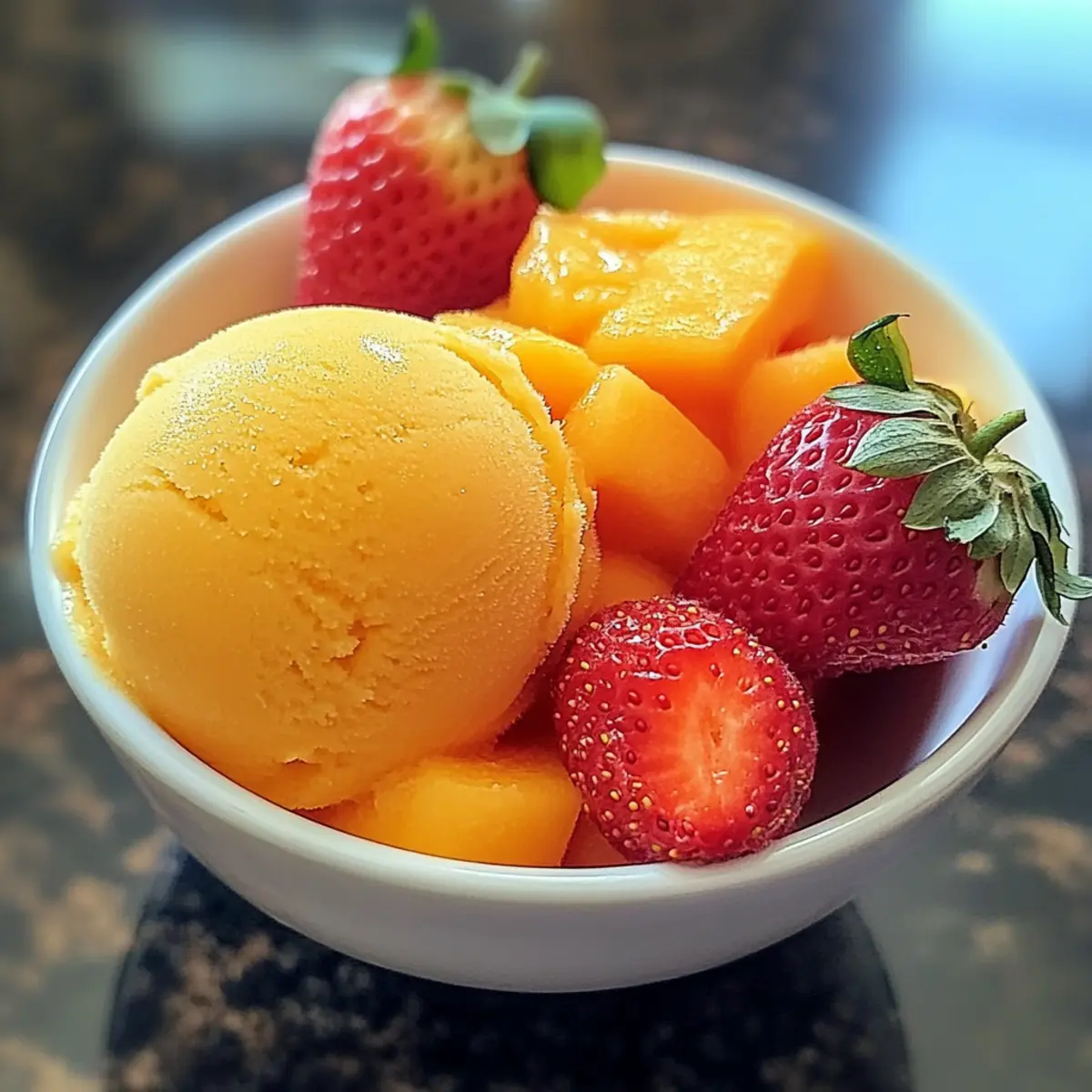 Mango-Erdbeer-Sorbet