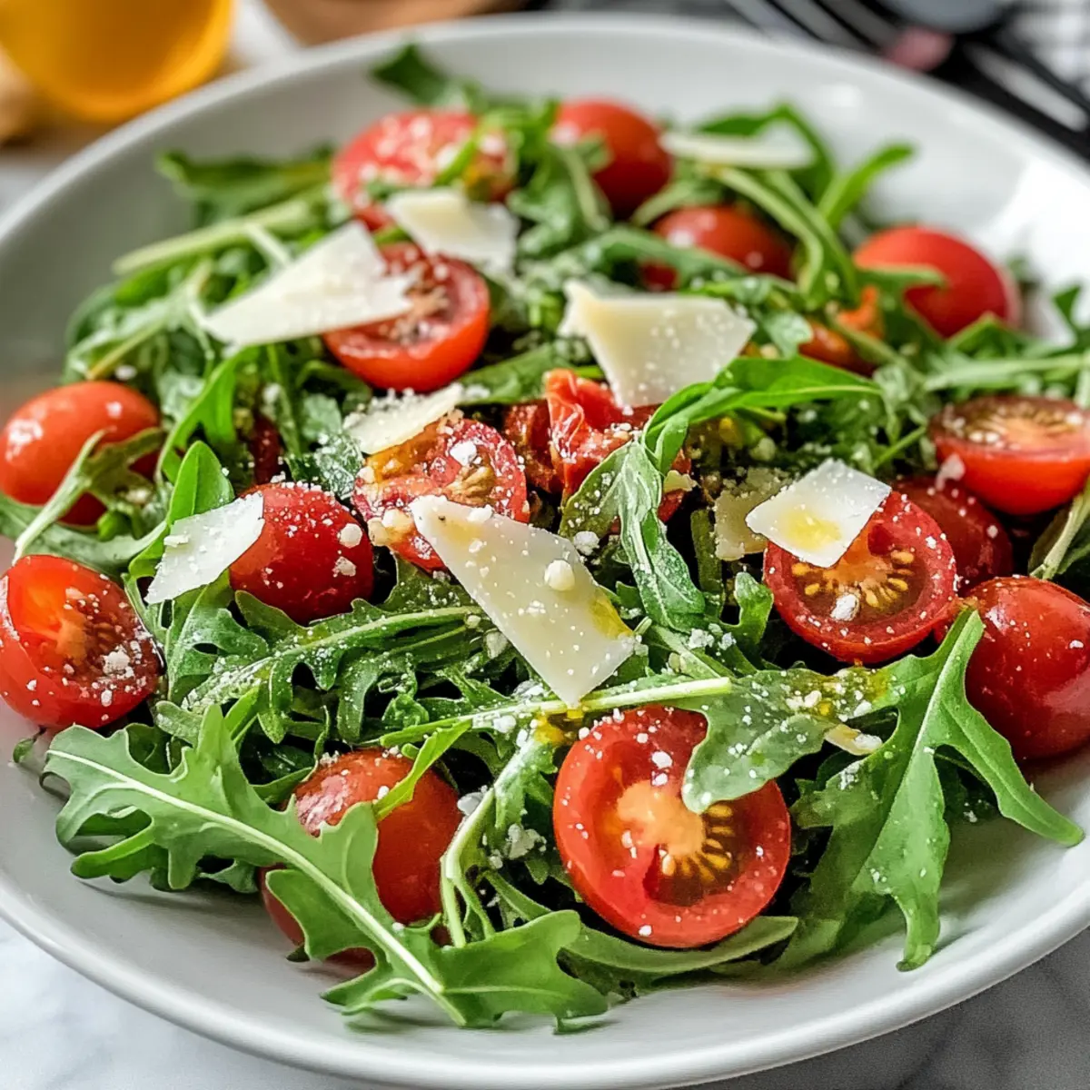 Rucola Salat mit Tomaten und Parmesan