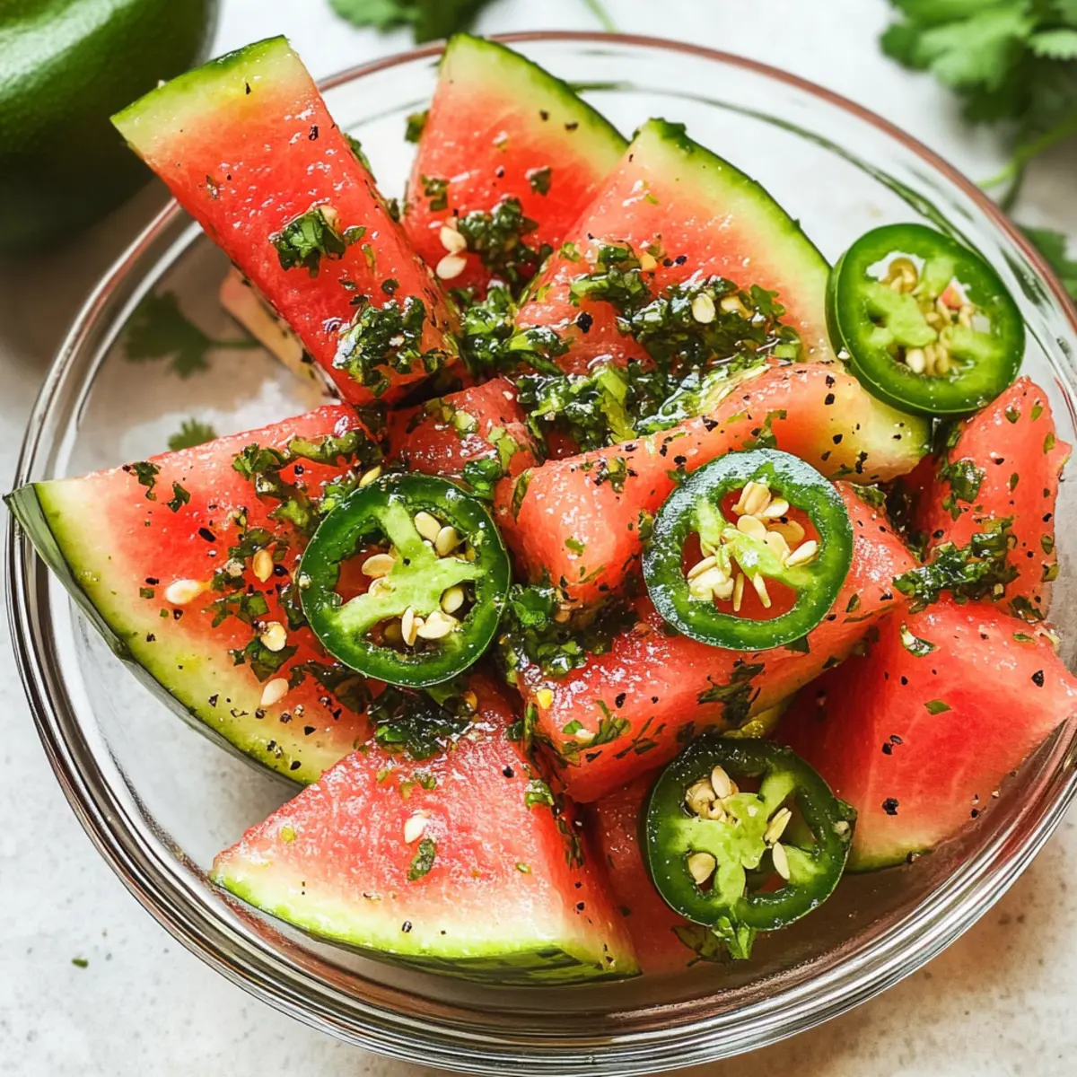 Scharfer Wassermelonen-Salat mit Koriander und Limette