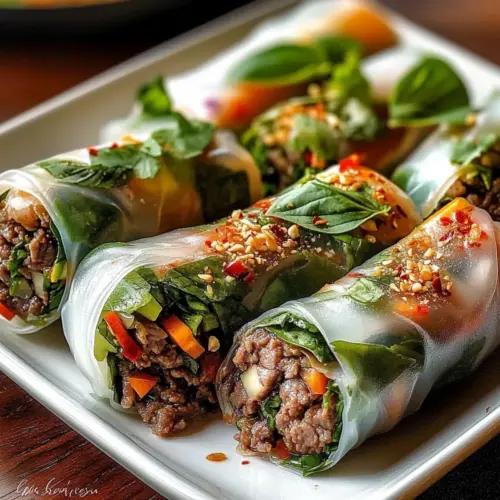 Thai-Basilikum-Rindfleisch-Röllchen