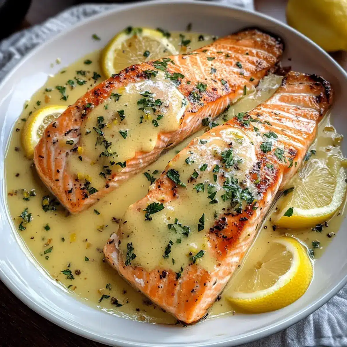 Gebratener Lachs mit Zitronenbuttercremesauce