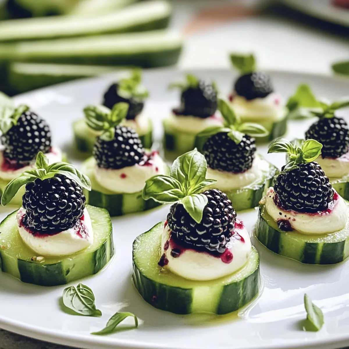 Brombeere-Gurke Caprese Bissen