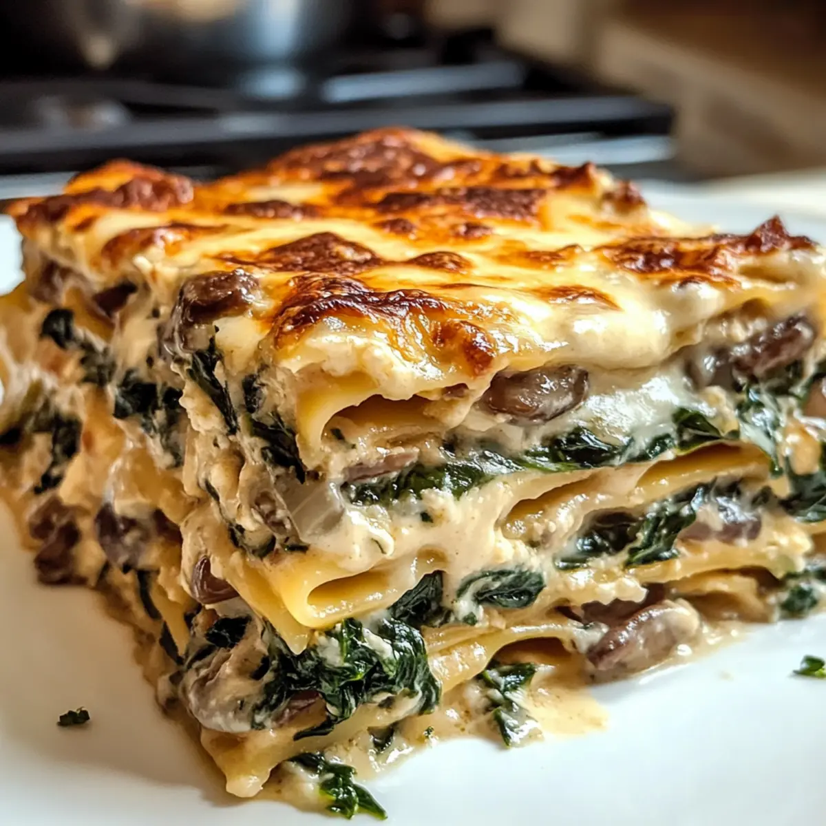Cremige Spinat Pilz Lasagne