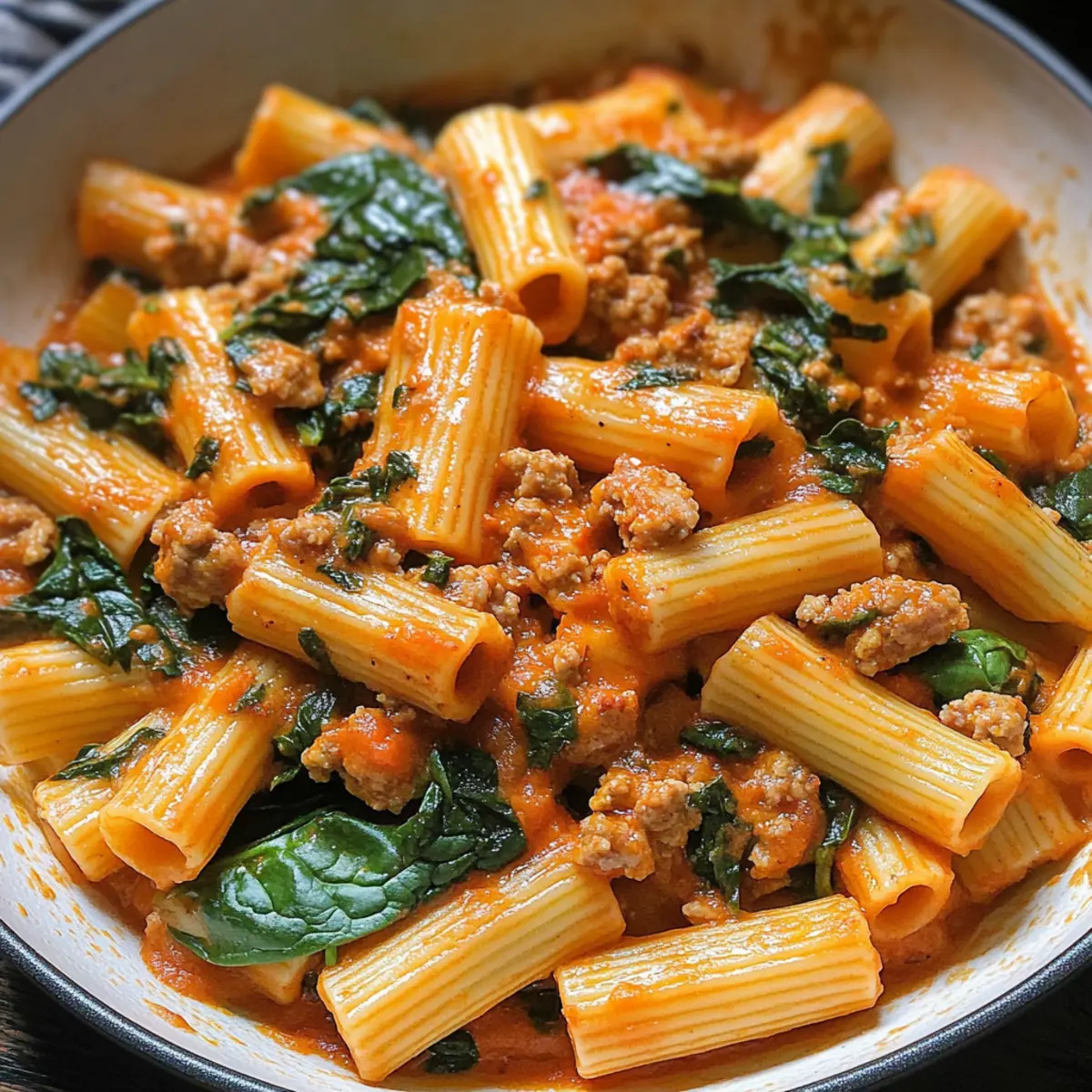 Cremige Wurst Rigatoni