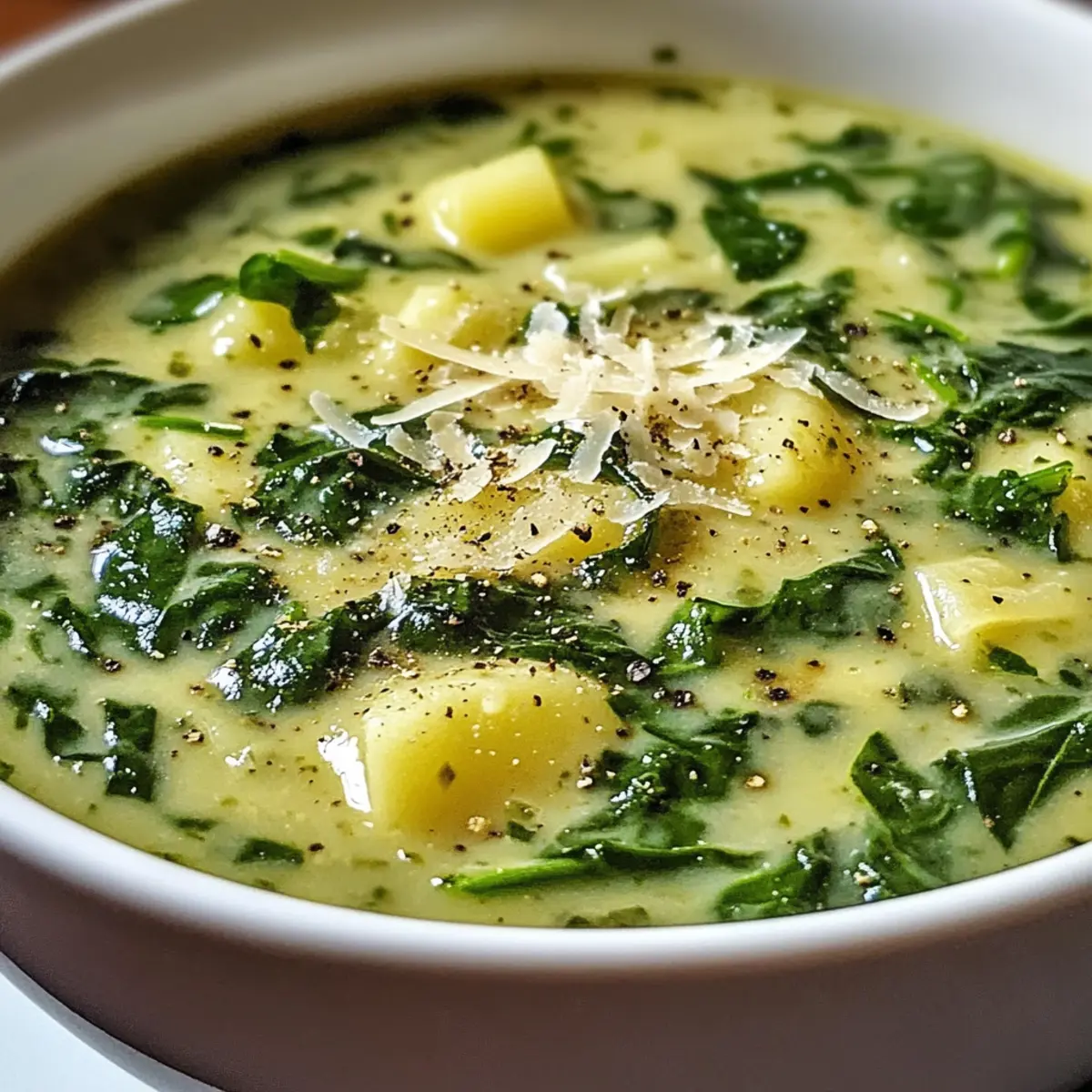 Cremige Spinat- und Kartoffelgarten-Suppe