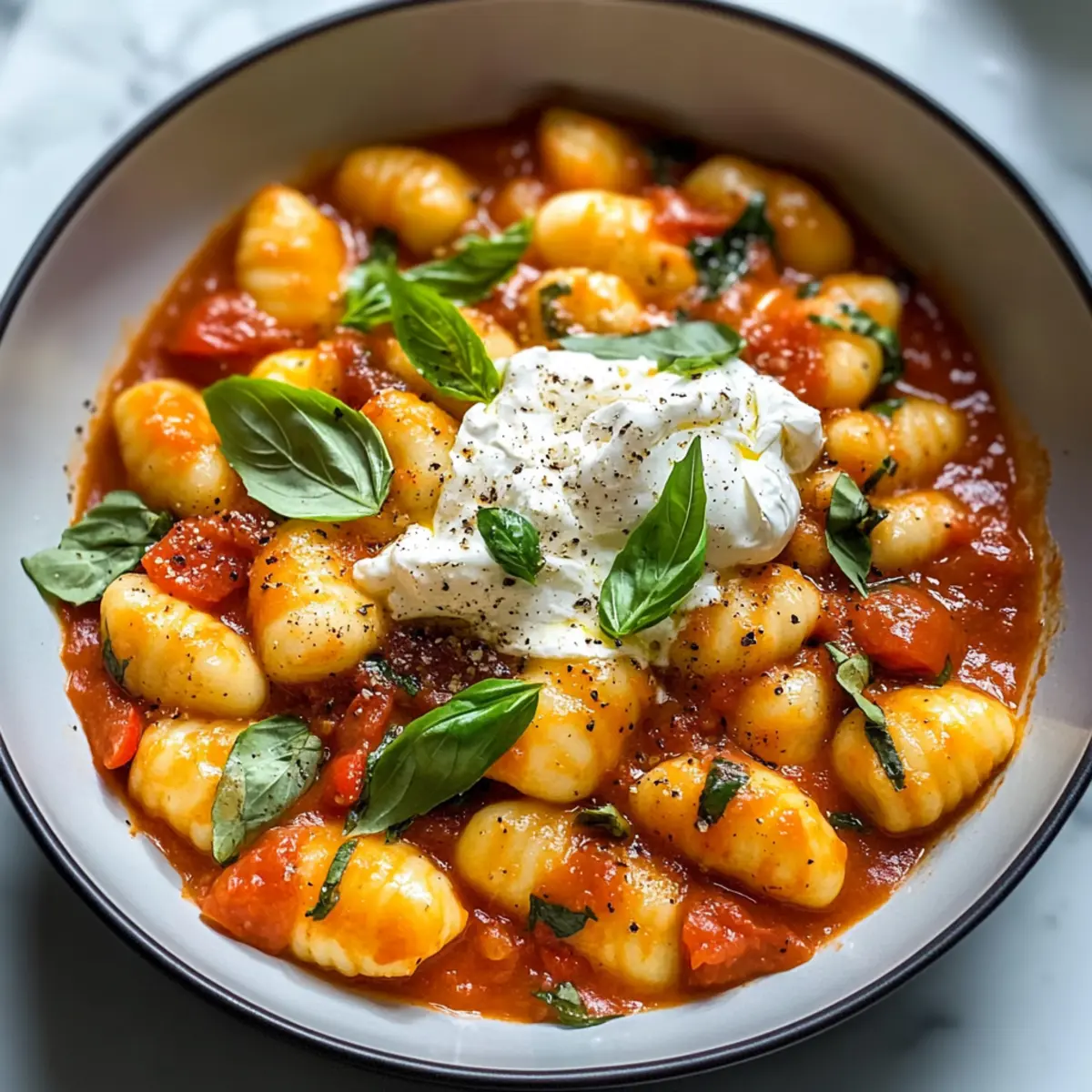 Cremige Tomaten-Gnocchi mit Burrata