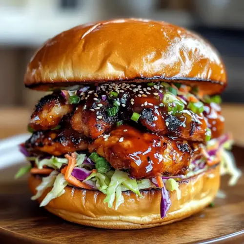 Koreanisches BBQ-Hühnchen-Sandwich mit Kohl-Slaw
