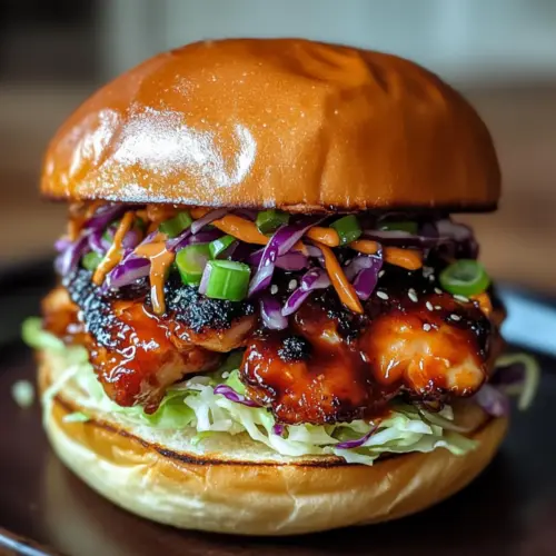 Koreanisches BBQ-Hühnchen-Sandwich mit Kohl-Slaw