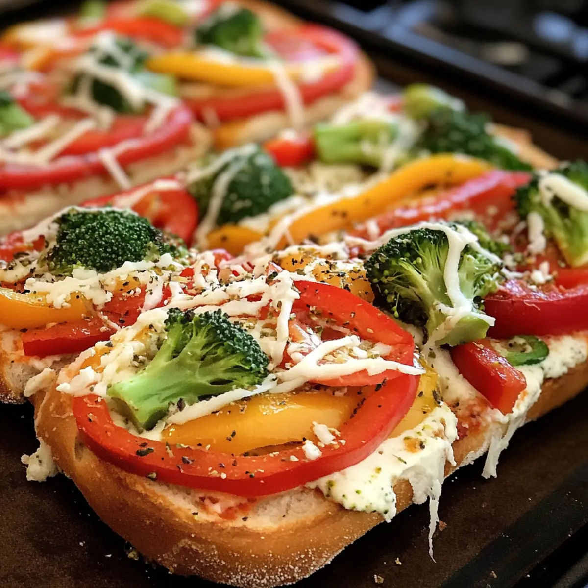 Beladene Gemüse-Franzosenbrot-Pizza
