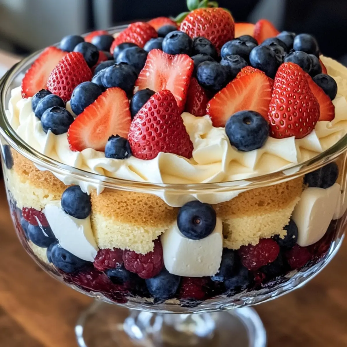 Keine-Bake Erdbeer Heidelbeer Trifle