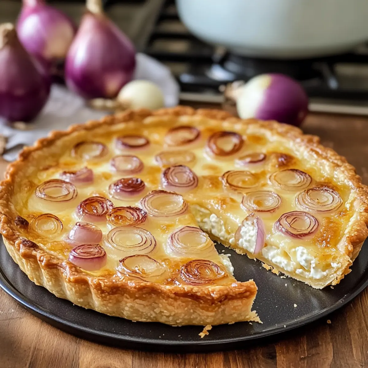 Zwiebel-Hüttenkäse-Tart (vegetarisch)