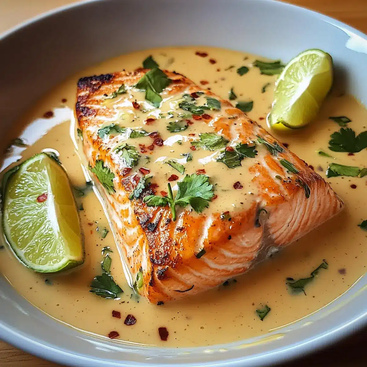 Poached Lachs in Kokos-Limetten-Sauce