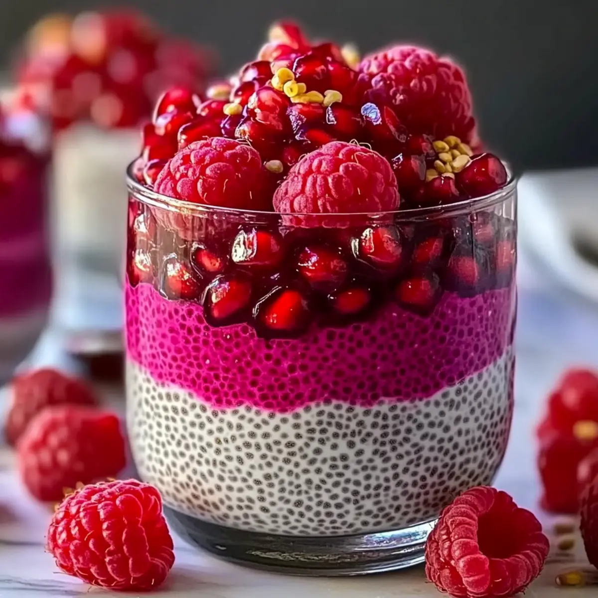 Granatapfel Himbeere Chia Dessert Rezept