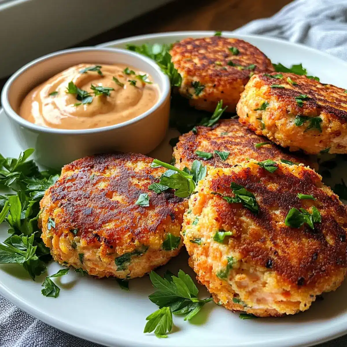 Würzige Lachsbratlinge mit Sriracha-Aioli