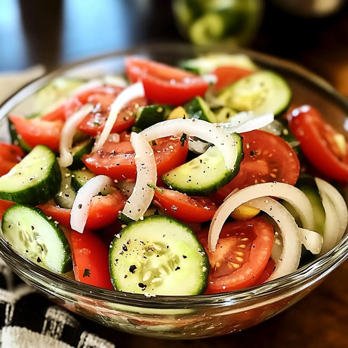 Tomate, Gurke und Zwiebel Salat