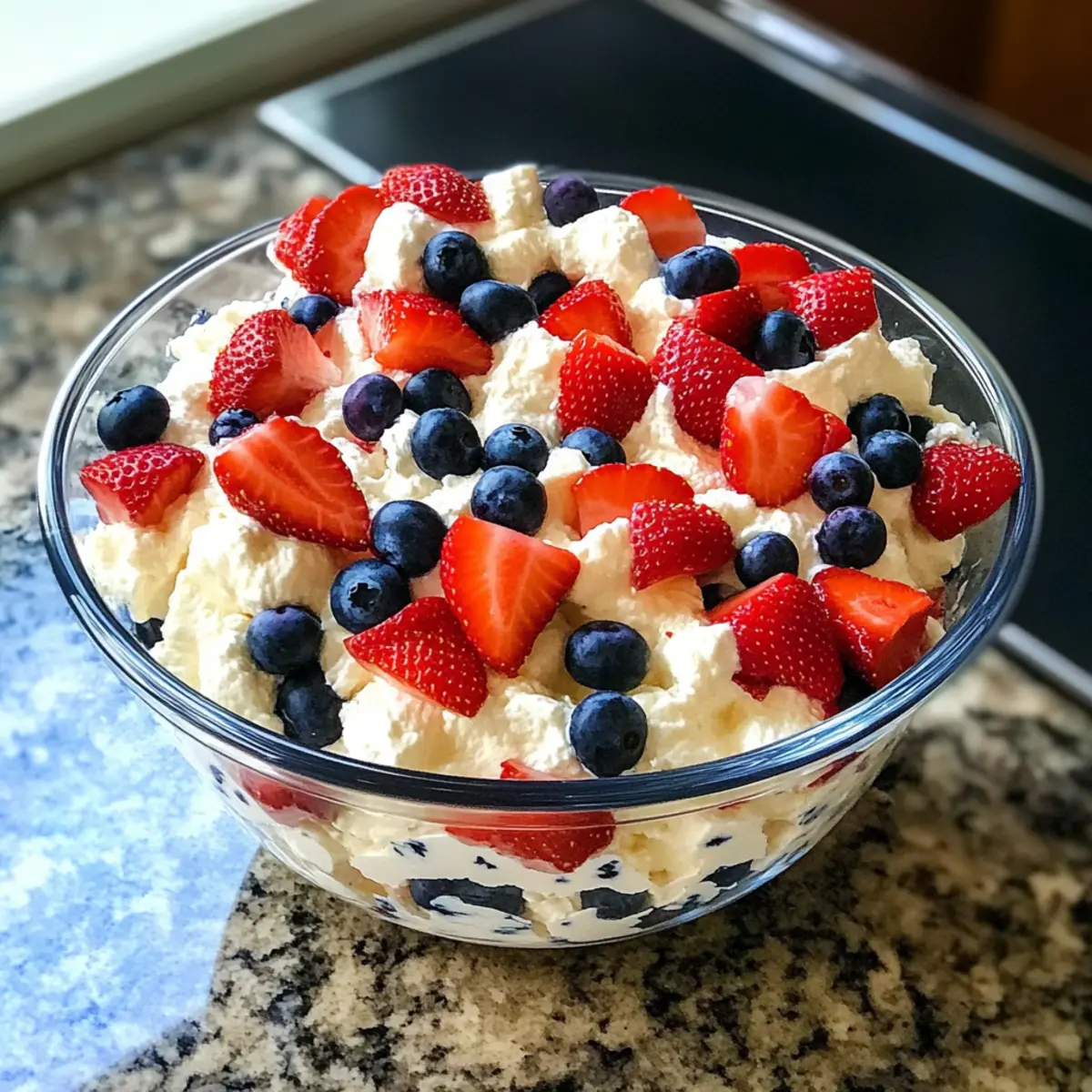 rot weiß blau Käsekuchen Salat