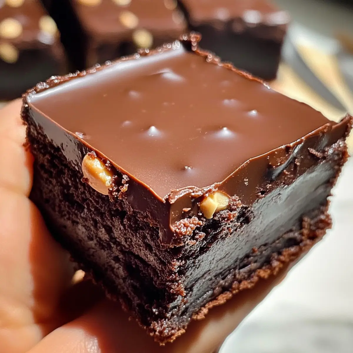 Schokoladen-Ganache-klebrige Brownies