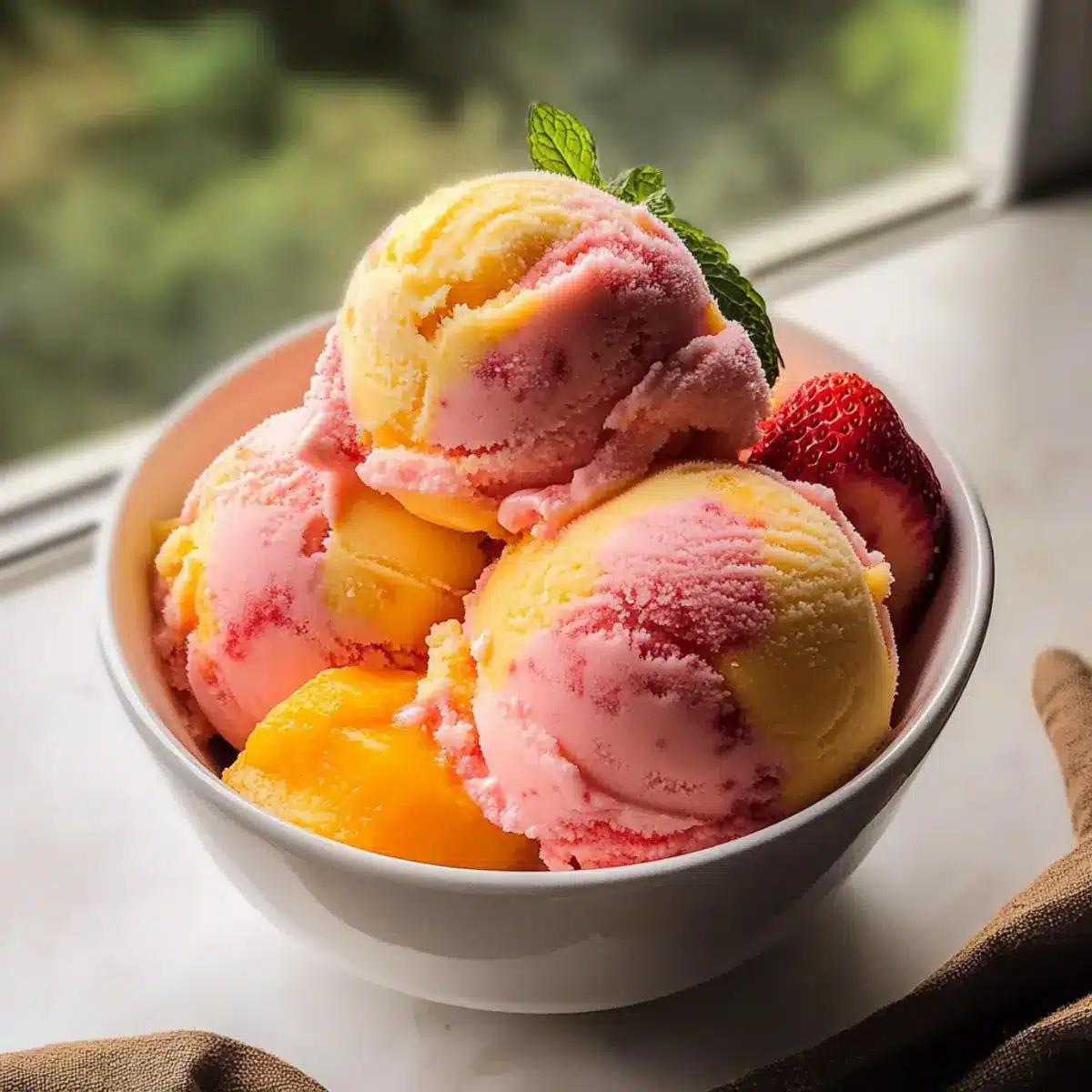 Kokosnuss Mango Erdbeer Sorbet