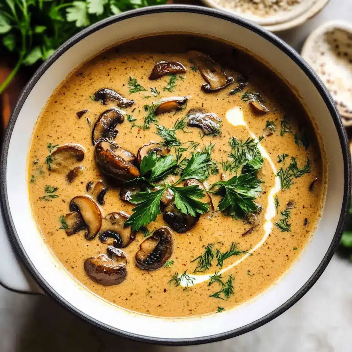 Cremige ungarische Pilzsuppe