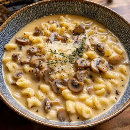 Cremige Pilz-Pasta-Suppe