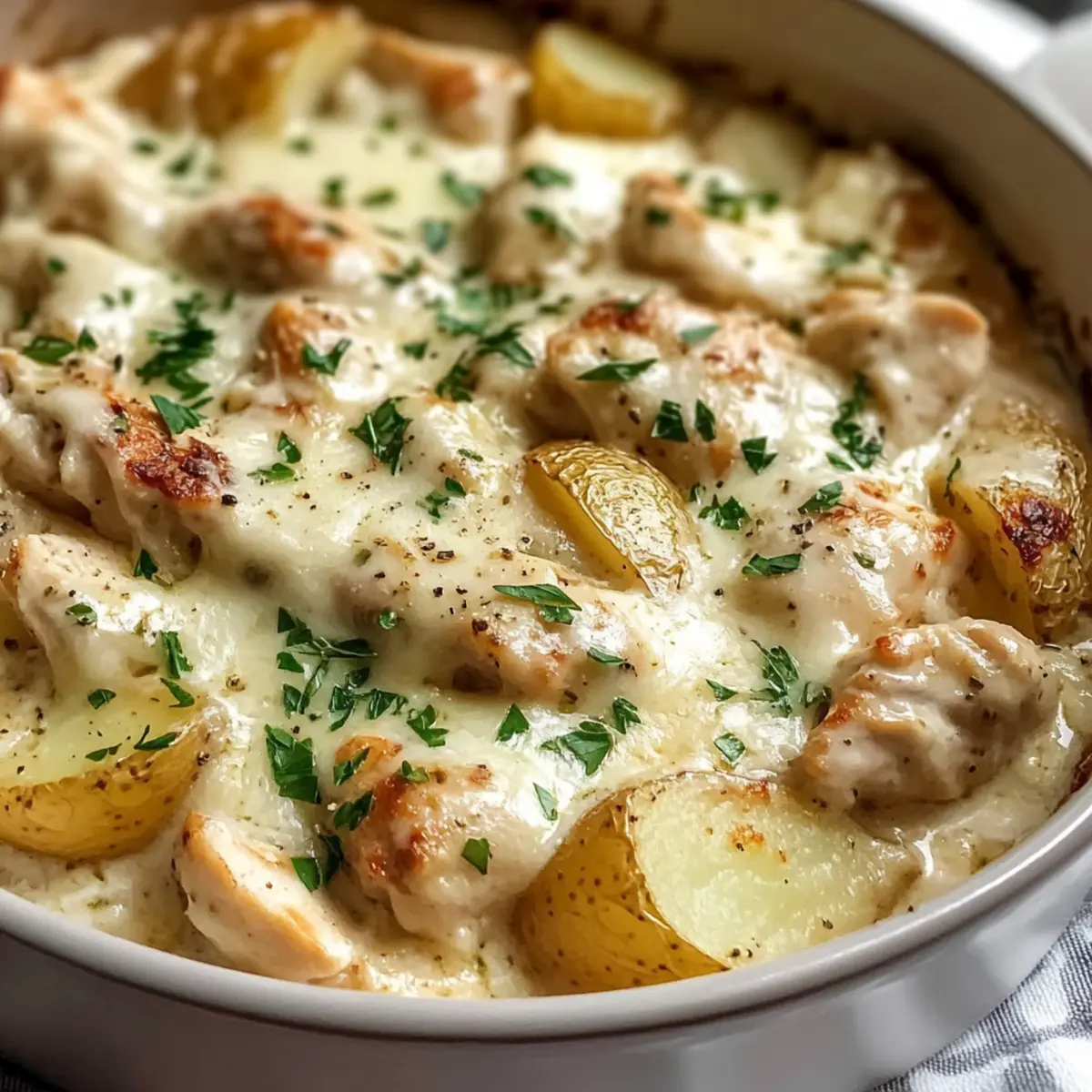 Knoblauch Parmesan Hühnchen und Kartoffeln