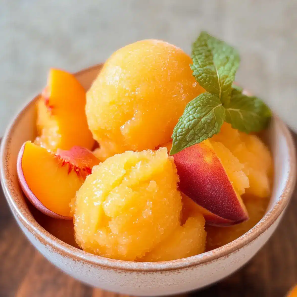 Perfektes Pfirsich-Sorbet