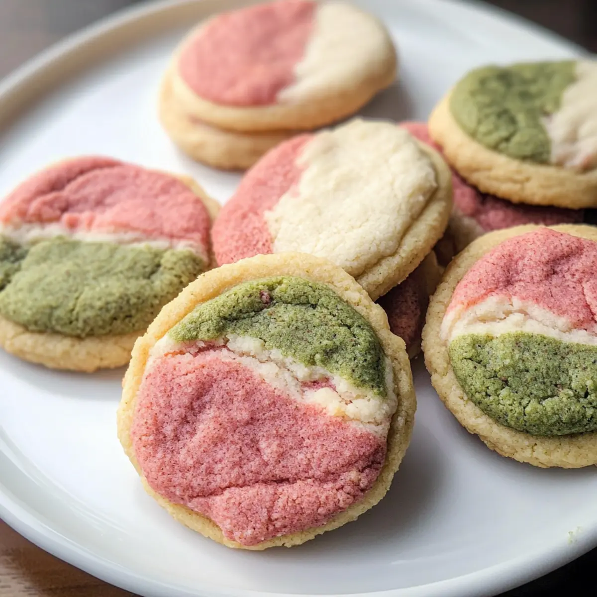 Erdbeer Matcha Neapolitaner Kekse