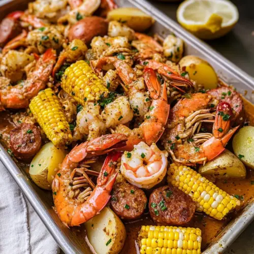 Cajun Meeresfrüchte-Koch mit Knoblauchbuttersauce