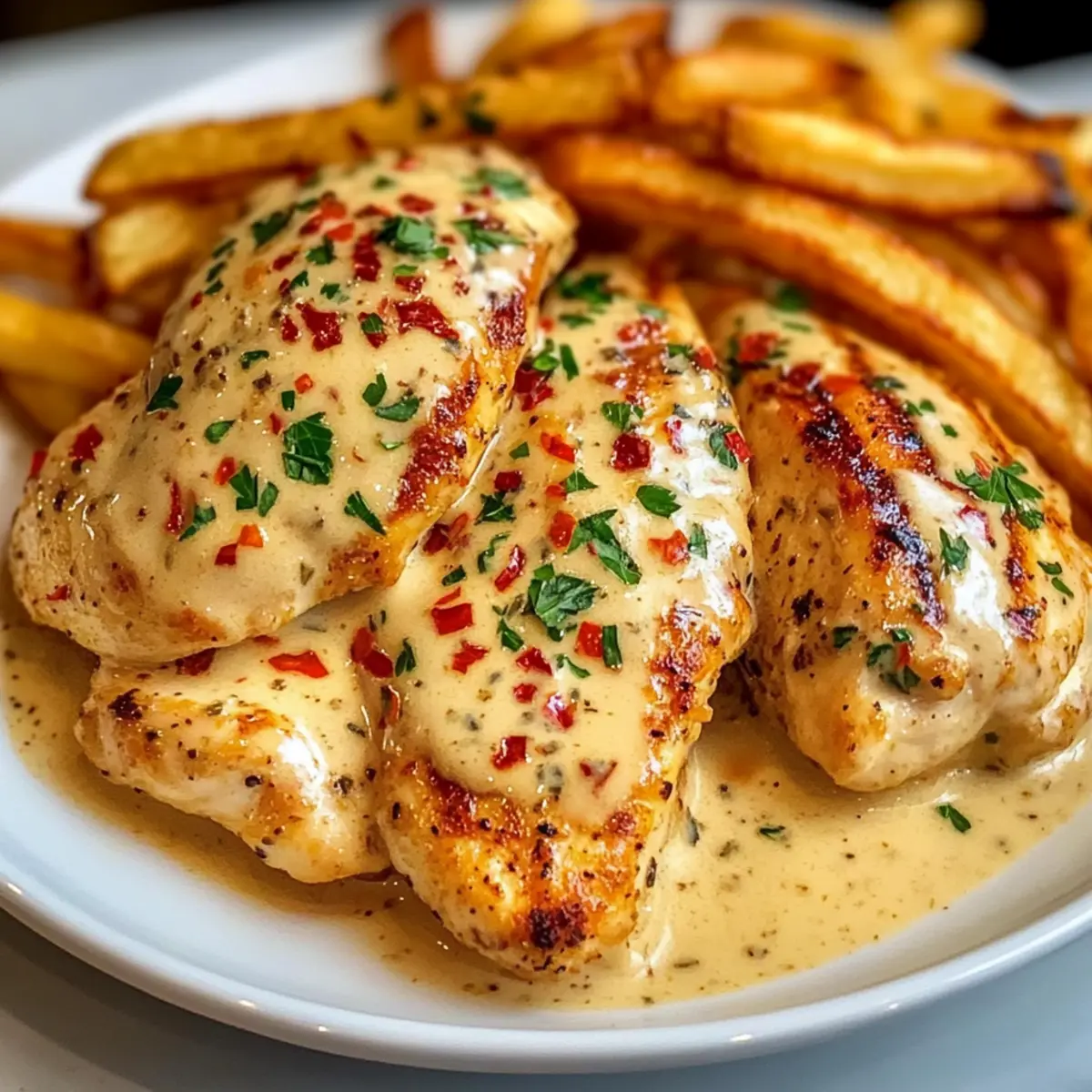 Hähnchenfilet in würziger, cremiger Knoblauch-Parmesan-Sauce