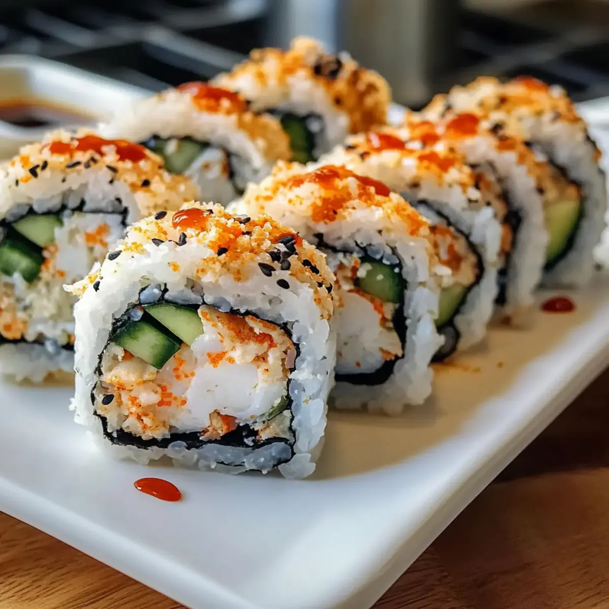 Scharfe Krabben-Sushi-Rolle